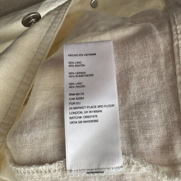 Urban Outfitters Linen Rayon Collared Classic Button-Down Jacket Off-White Large - Picture 13 of 14